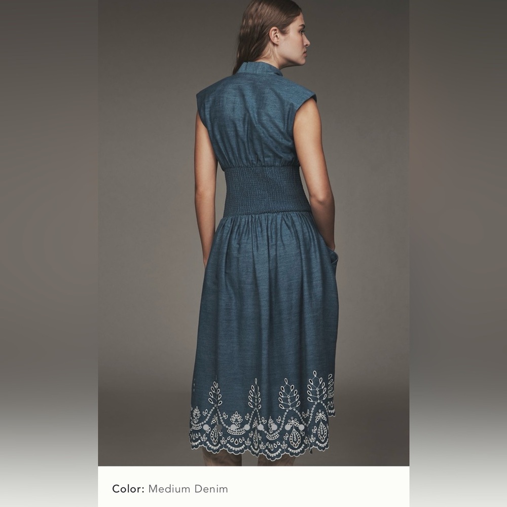 Anthropologie - The Tommie Denim Eyelet Trim Dress - Picture 2 of 8